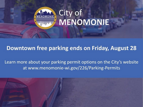 Downtown Free Parking Ends Friday, August 28