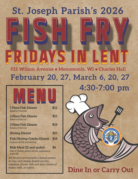 St. Joseph's Lenten Fish Fry starts February 20th