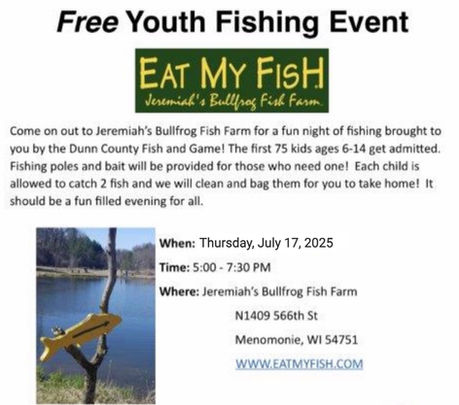 Free Youth Fishing Event - July 17th