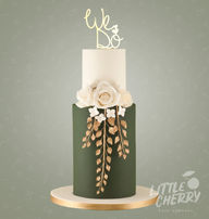Green and ivory wedding cake