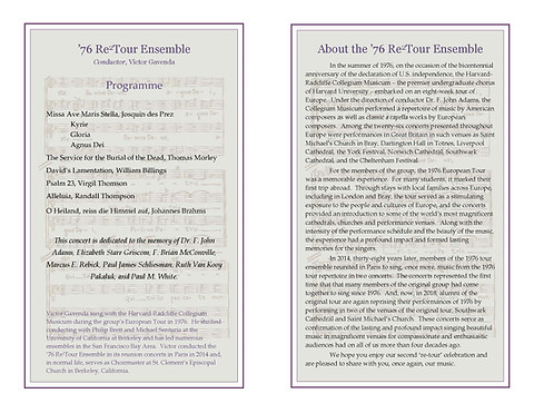 Re2Tour Ensemble Concert Program