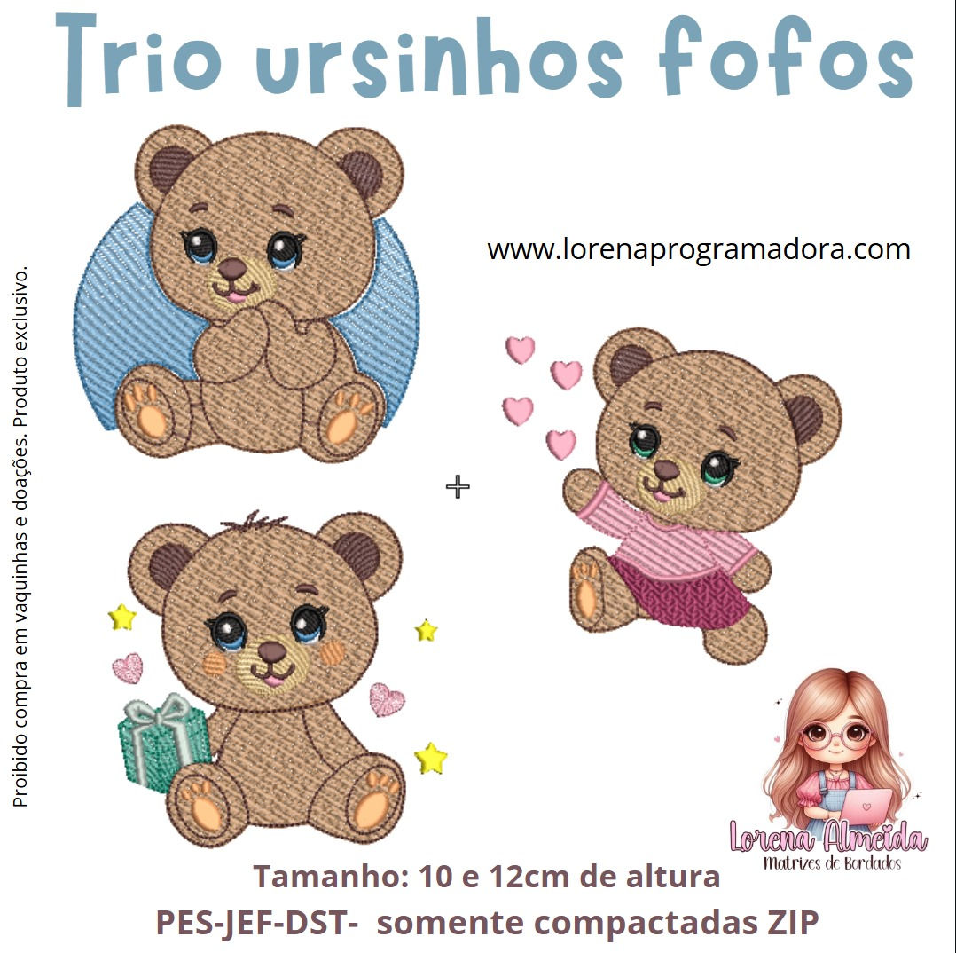 Matriz de bordado Coleção Ursinhos