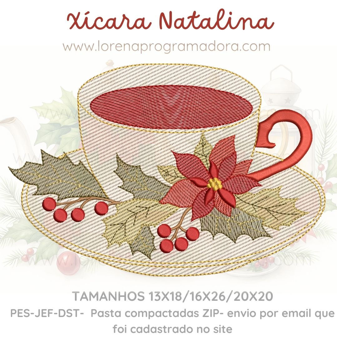 Matriz de bordado Xícara Natal 2.0