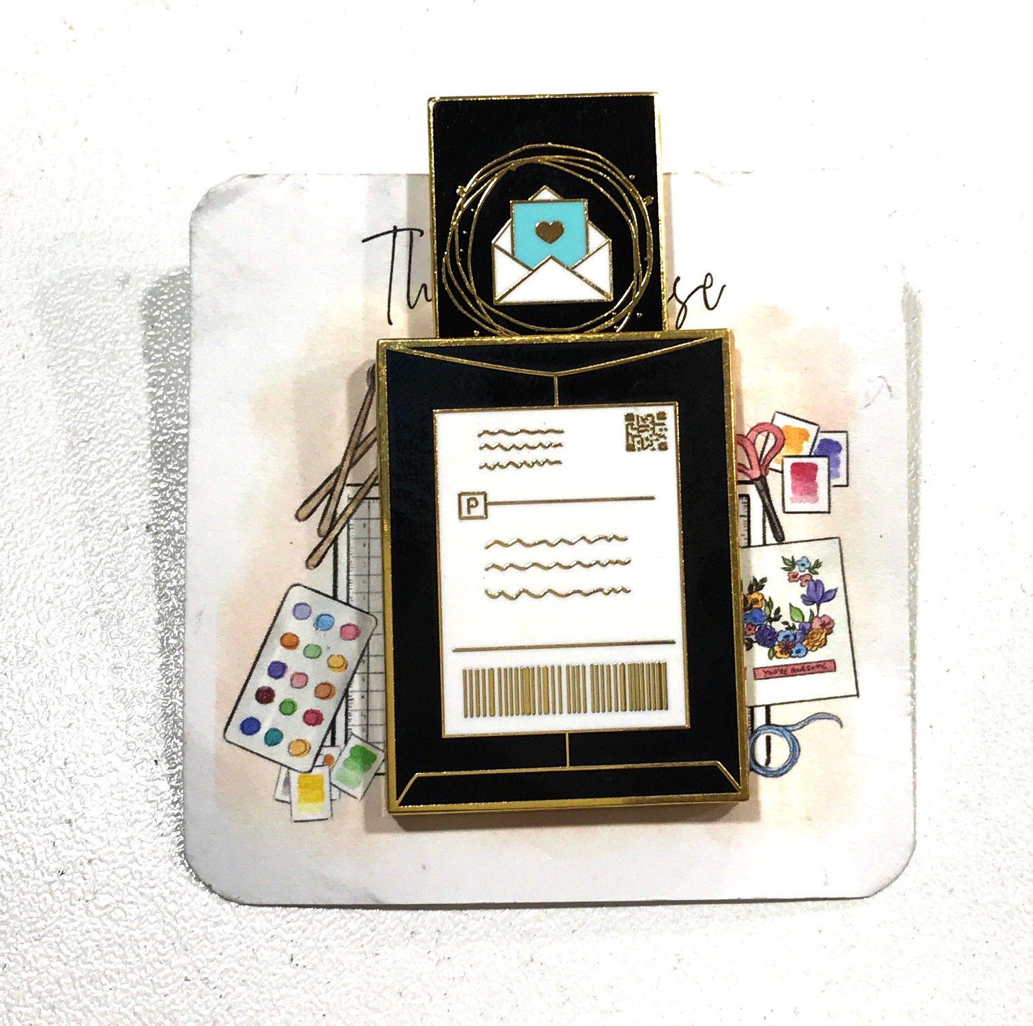 Enamel Pin- Happy Mail Parcel-black