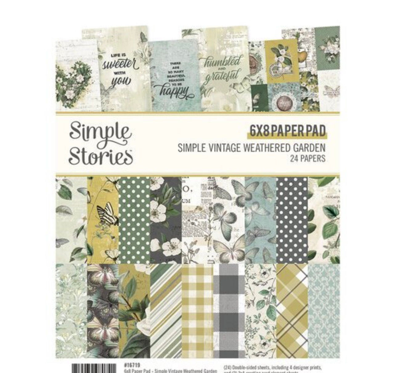 6x8 Paper Pad -Simple Vintage Weathered Garden