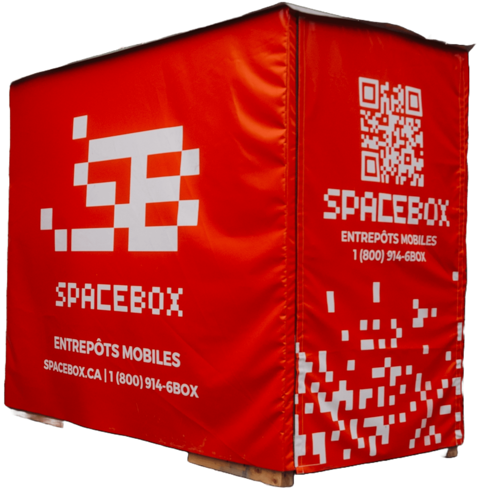 Conteneur SpaceBox rouge, mini-entrepôt mobile sécurisé pour l’entreposage résidentiel ou commercial au Québec.