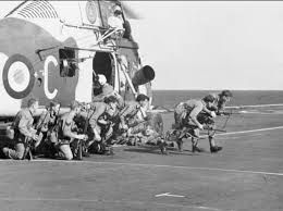 Royal Marines on the deck of Commando Carrier HMS Albion