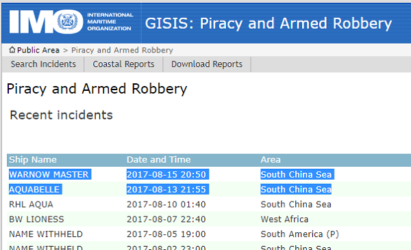 IMO GISIS Weekly Piracy - ASKET