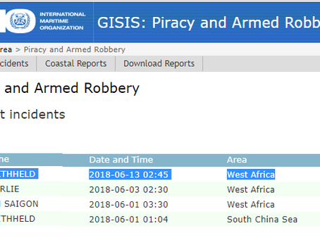 IMO GISIS: Piracy and Armed Robbery Report - #marsec #piracy