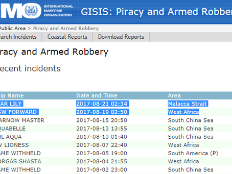 IMO GISIS: Piracy and Armed Robbery Report - #marsec #piracy #shipping #IMO @IMOHQ
