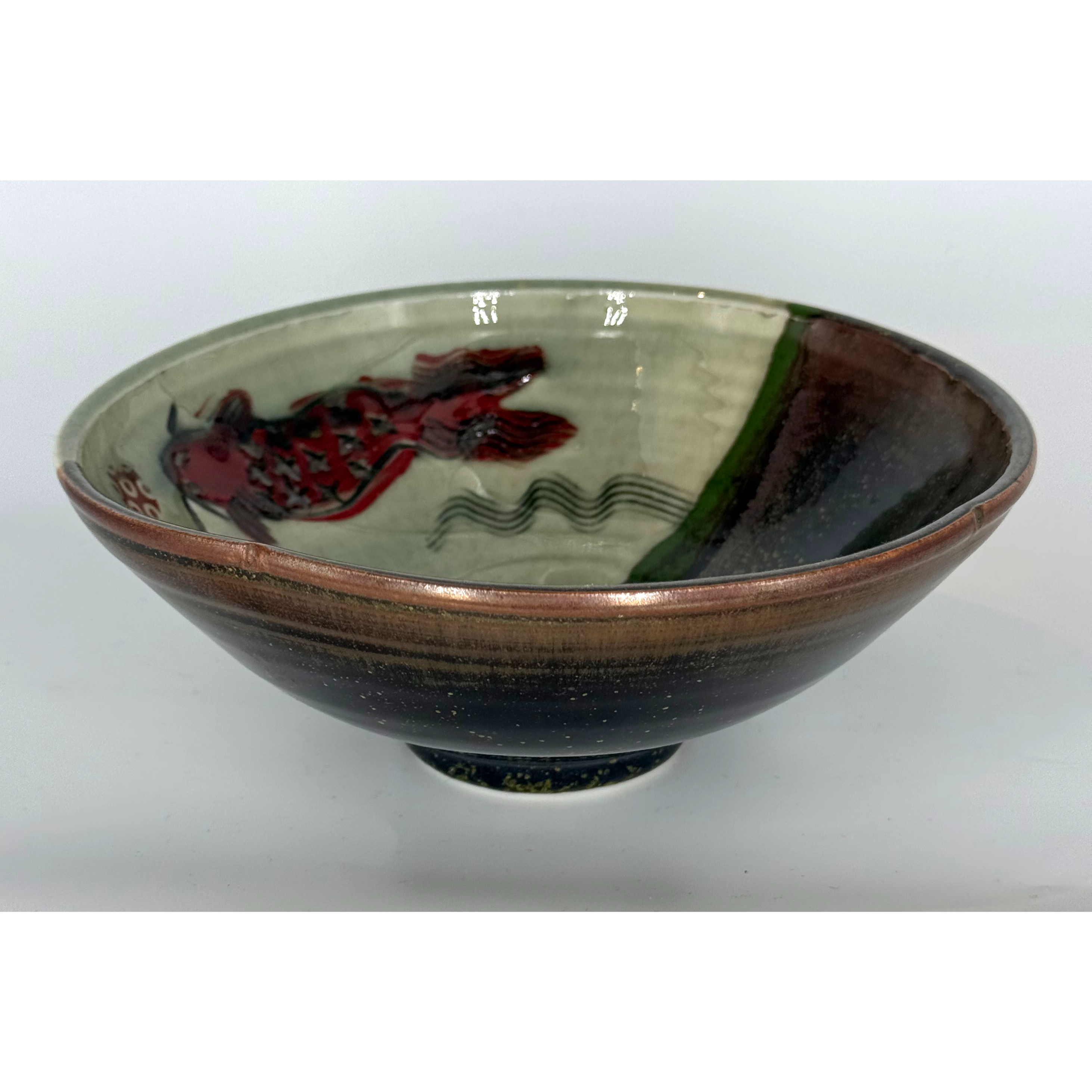 Red Koi Celadon Cereal Bowl