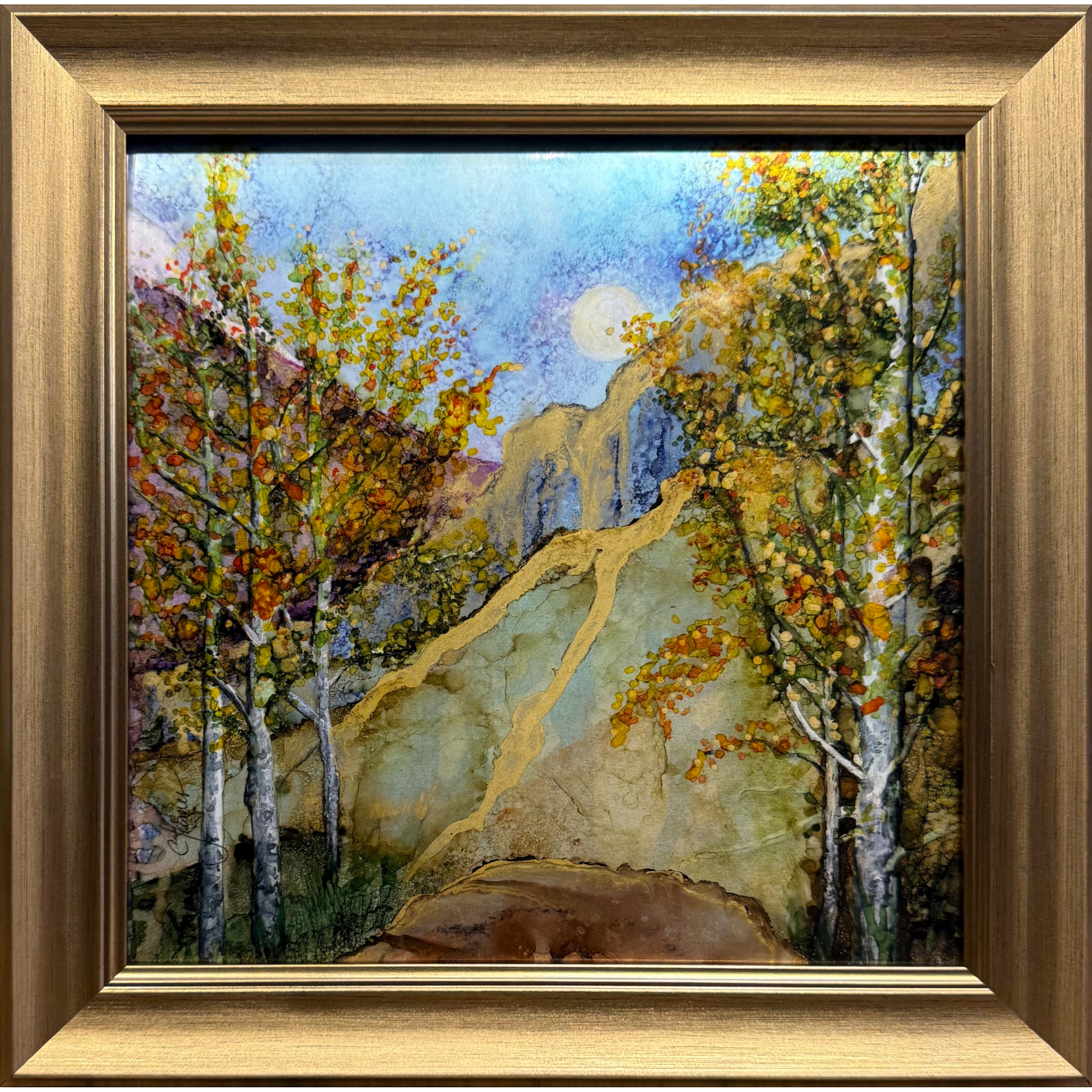 Golden Cliffs Aspen Framed Print
