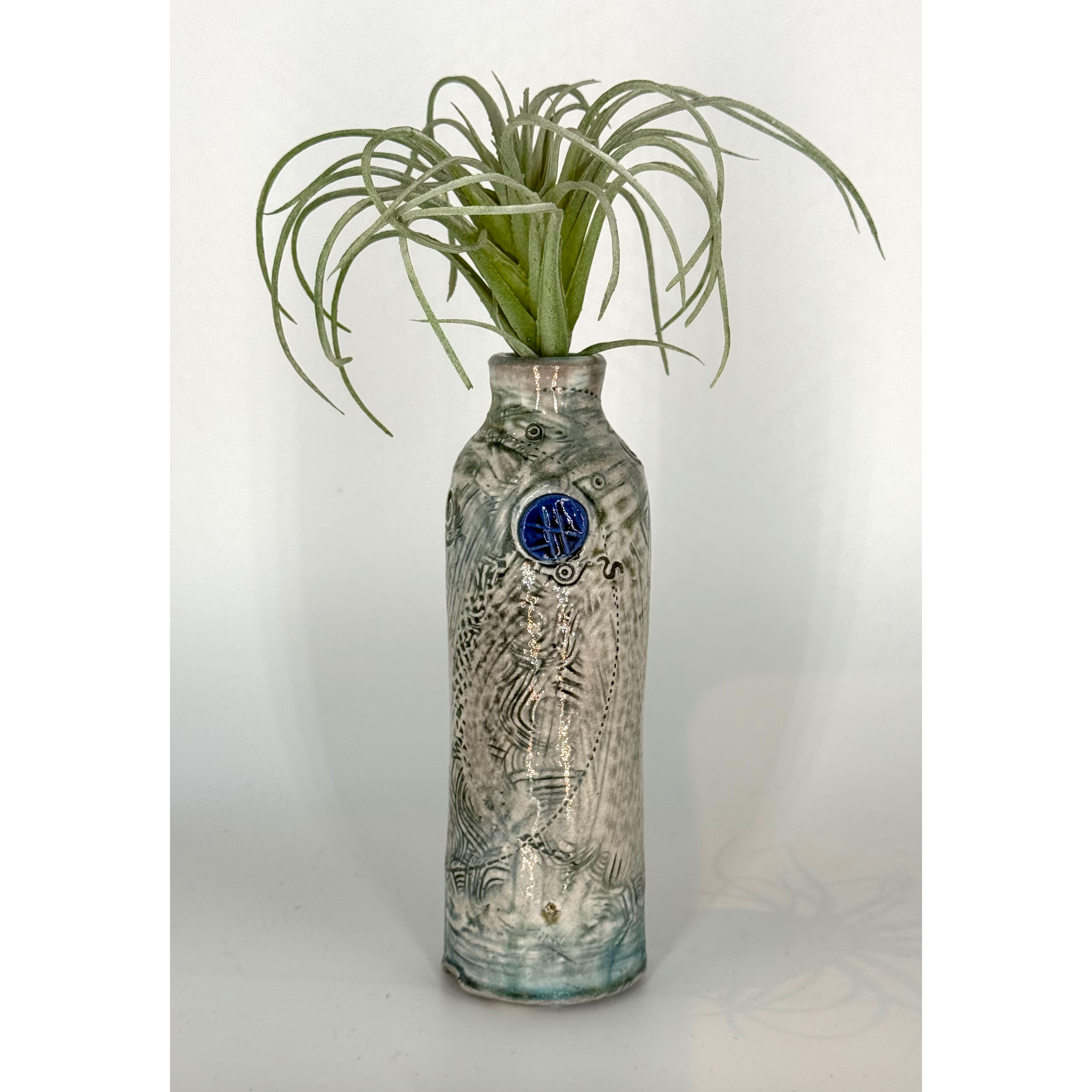 Soda Fired Blue Bud Vase