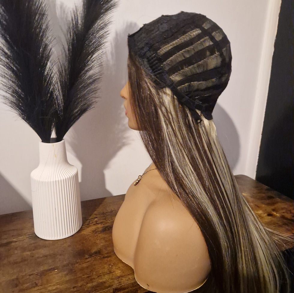 Thumbnail: Human/Synthetic Peekaboo Highlights Dark Brown And Blonde U Part Wig