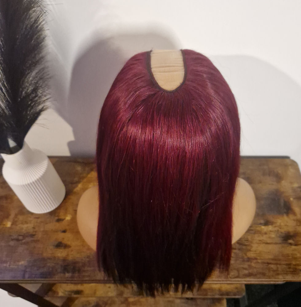 Thumbnail: 100% Human Hair U Part Wig Cherry Red/1b Underneath