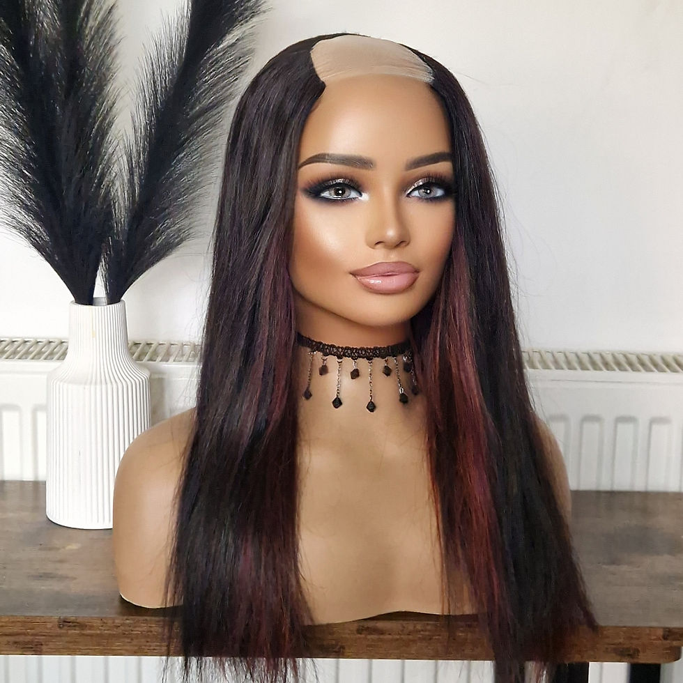 Thumbnail: 100% Human Hair U Part Wig Peekaboo 1b/99j/350