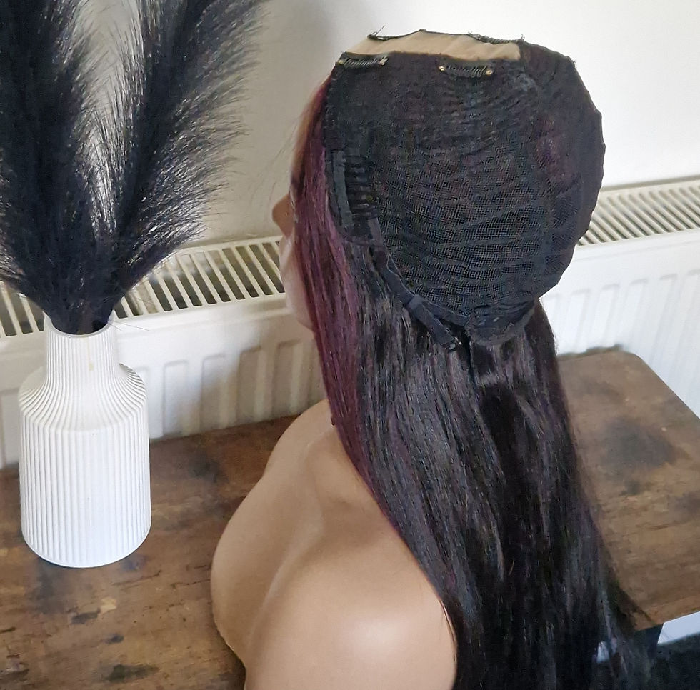 Thumbnail: U Part Wig 100% Human Hair 99j/1b underneath