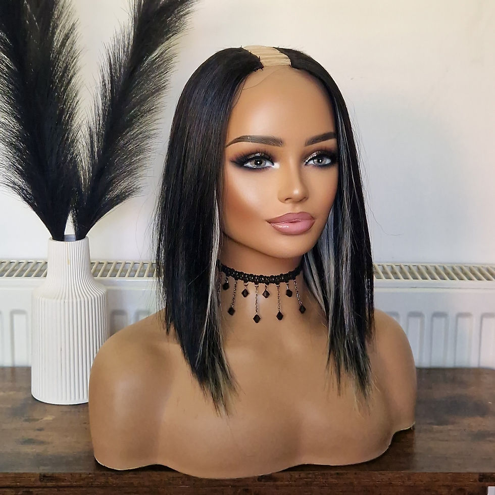 Thumbnail: Human Hair Blend U Part Wig Peekaboo Black/Blonde