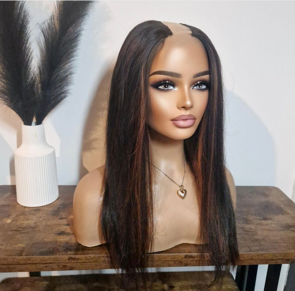 Thumbnail: 100% Human Hair U Part Wig Peekaboo 1b/#33/#350