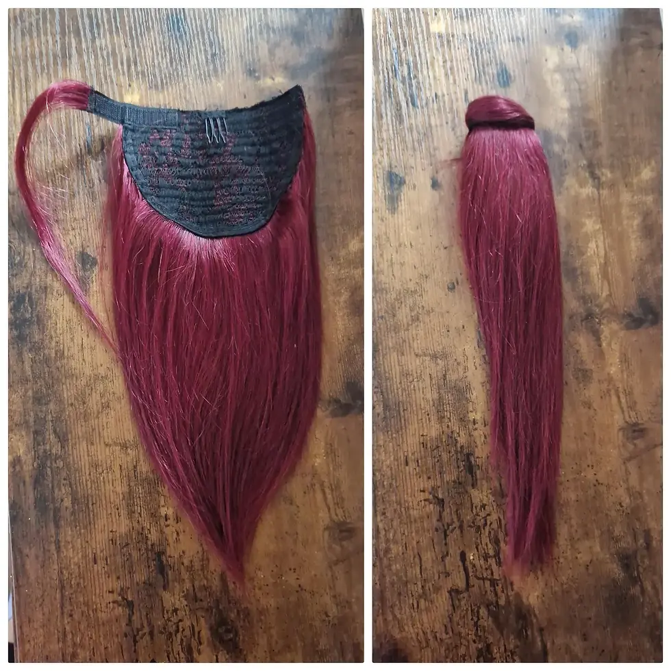 Human/Synthetic Blend Wrap Around Ponytail Burgundy