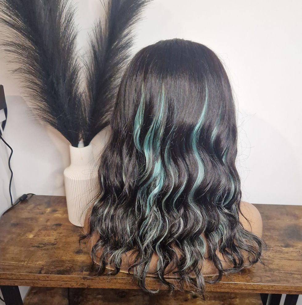 Thumbnail: Human/Synthetic U Part Wig Peekaboo highlight 1b/Aqua