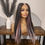 Thumbnail: Human/Synthetic Blend Peekaboo U Part Wig Black And Pink