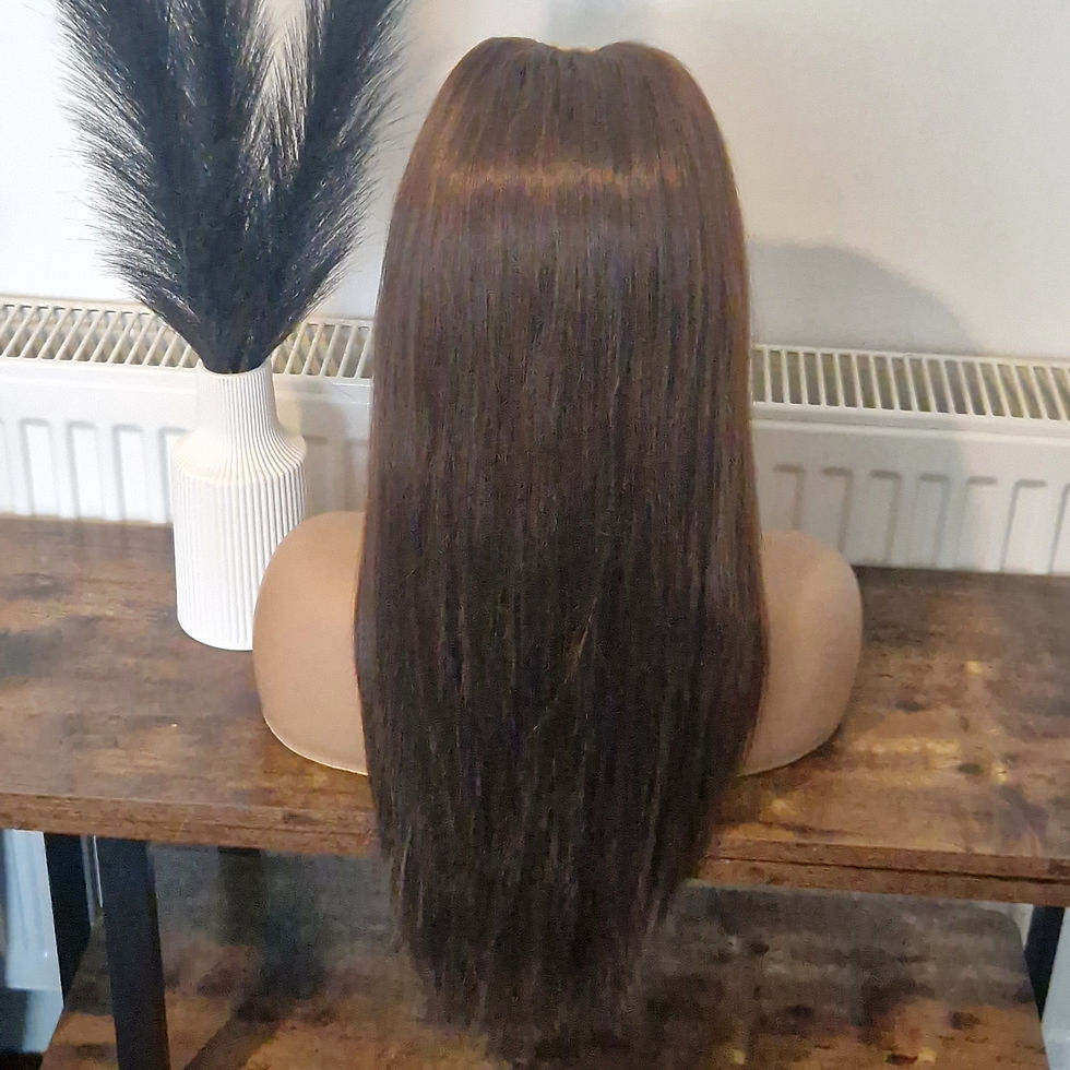 Thumbnail: Human Hair Blend Brown #4 U Part wig 18"