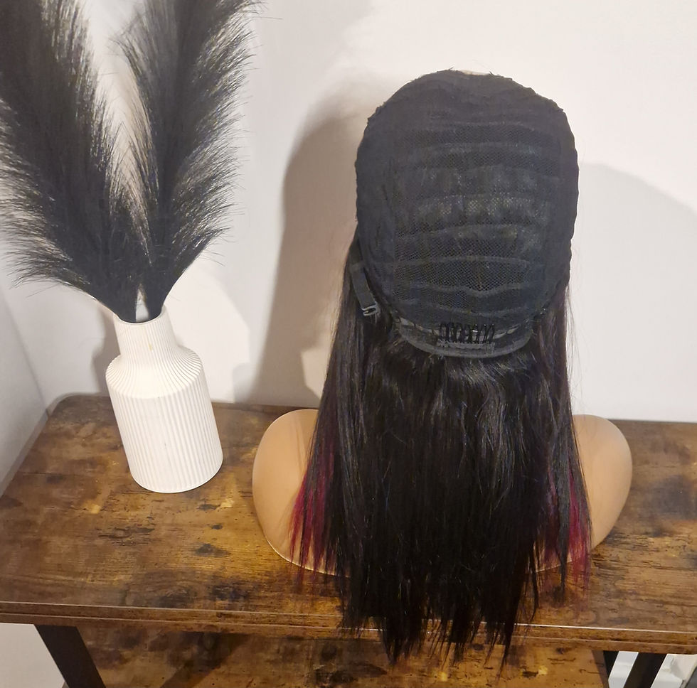 Thumbnail: 100% Human Hair U Part Wig Cherry Red/1b Underneath