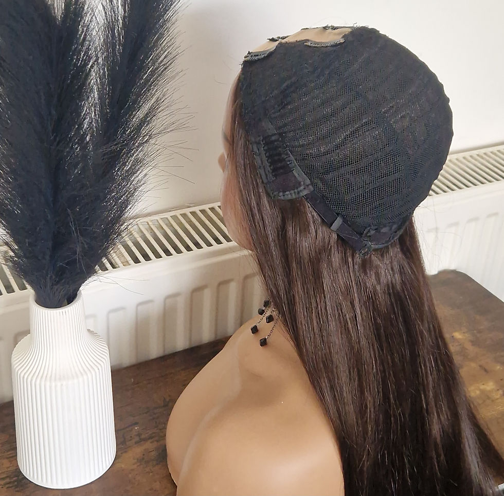 Thumbnail: Human Hair Blend Dark Brown  U Part wig 18"