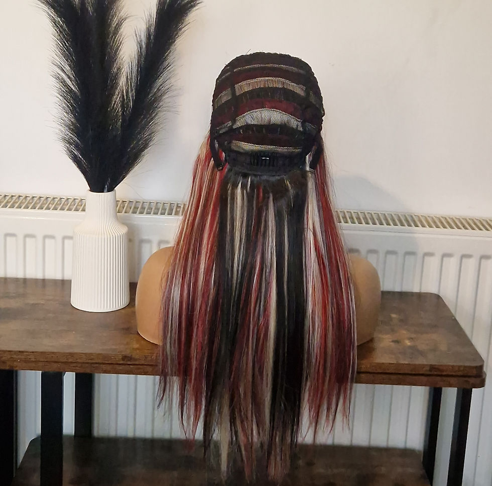 Thumbnail: Human Hair Blend U Part Wig Peekaboo 1b/Red/Blonde