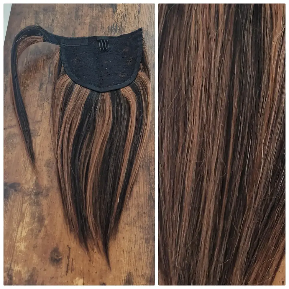 Thumbnail: Human/Synthetic Blend Wrap Around Ponytail #1b/#30