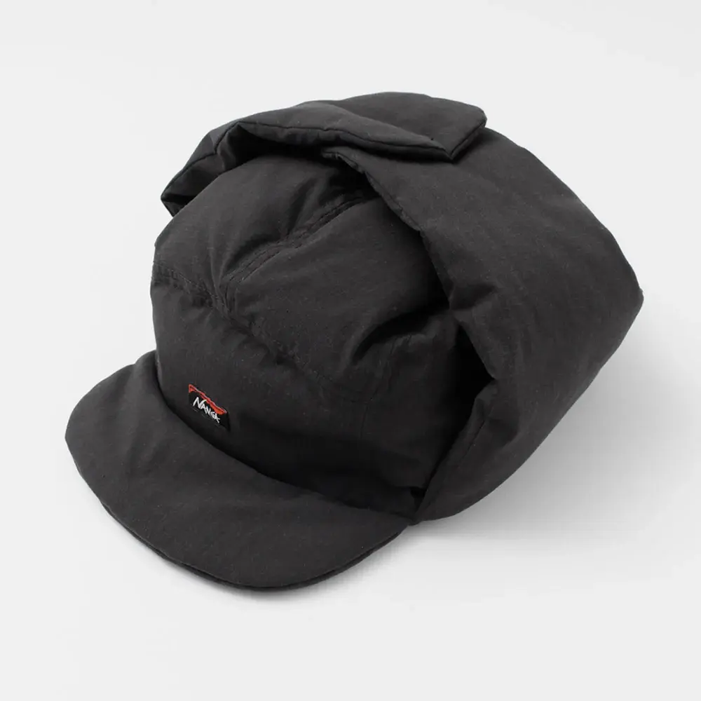 NANGA HINOC RIPSTOP DOWN EAR FLAP CAP BLACK