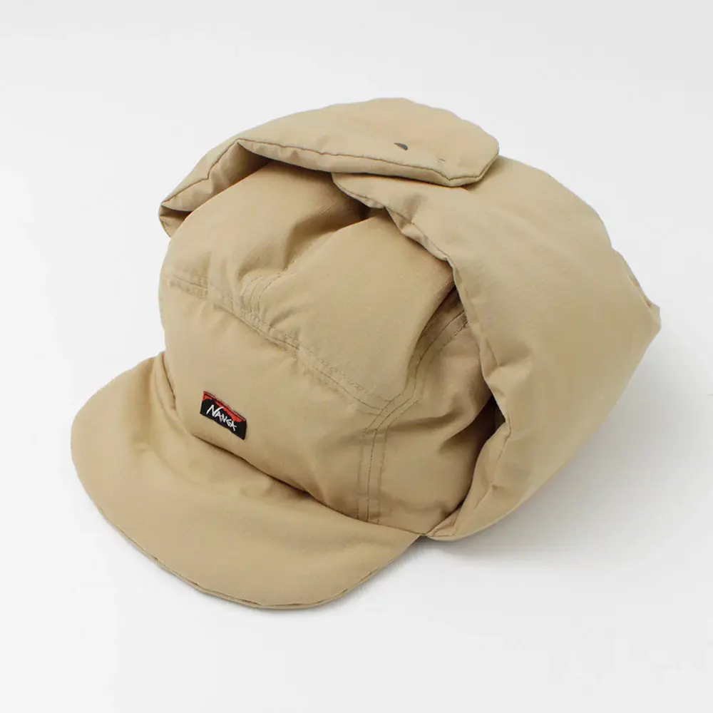 NANGA HINOC RIPSTOP DOWN EAR FLAP CAP BEIGE