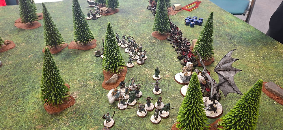 Ghulavar und seine Freunde verspeisen die linke Flanke des Elbenheeres.