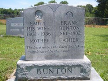 Emily Prince and Frank Bunton tombstone.