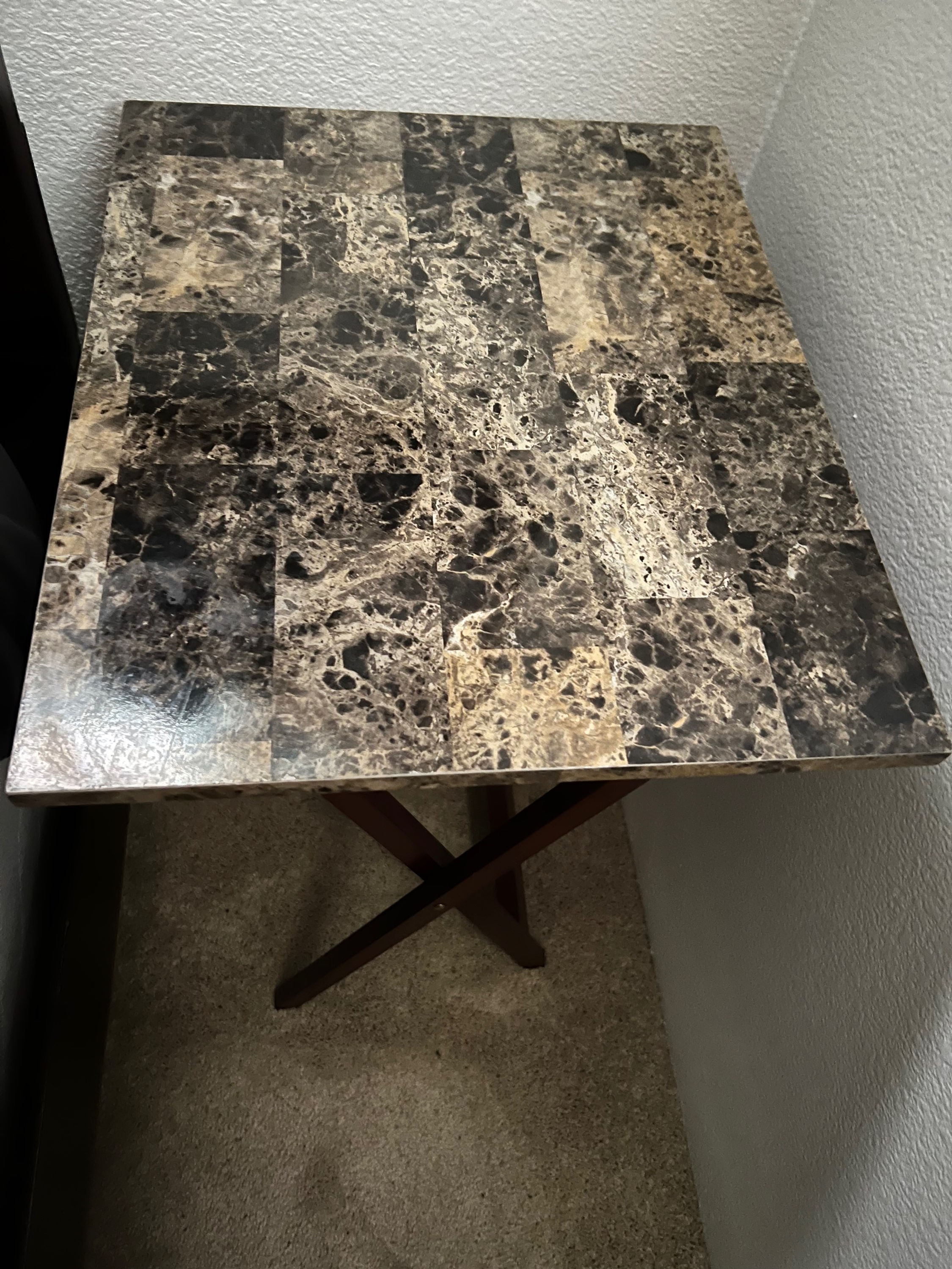 5 PC Tray Set with Faux Marble Top