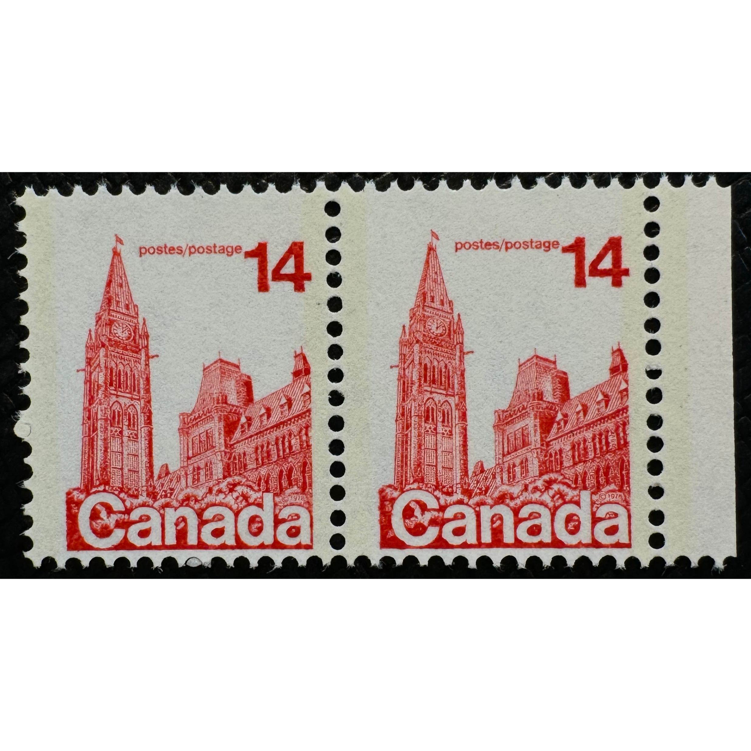 UCS#0715a MNH pair "printed on gum side" 14c red Parliament