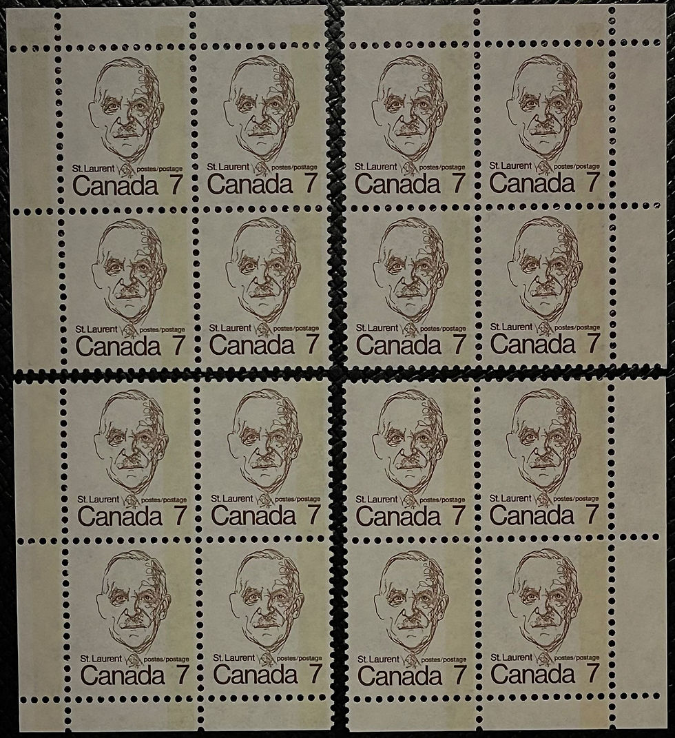 UCS#0592 MNH matched set corner blocks one-bar tag error 7c St. Laurent