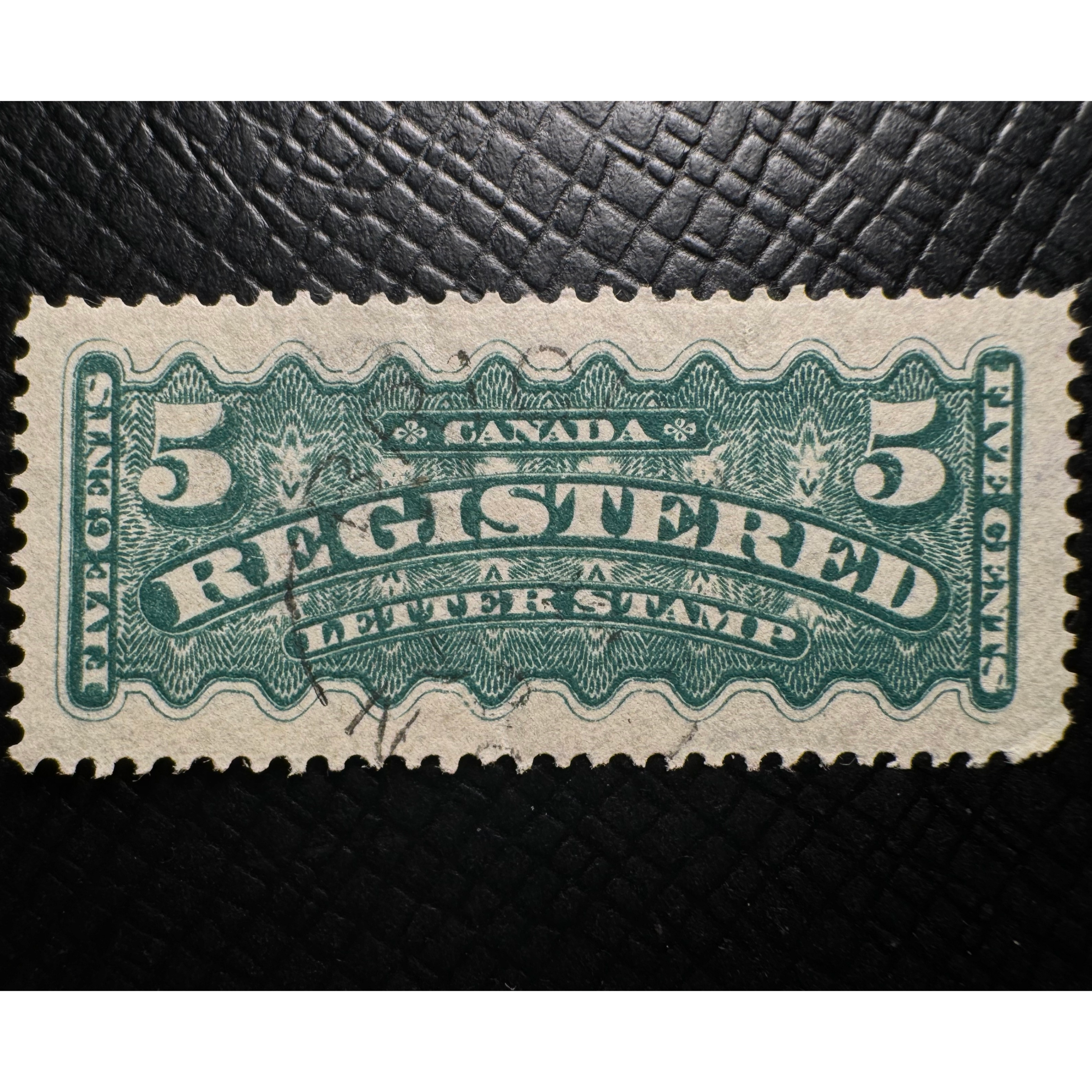 UCS#F2iii "missing frameline" - VF 5c Registered Letter Stamp