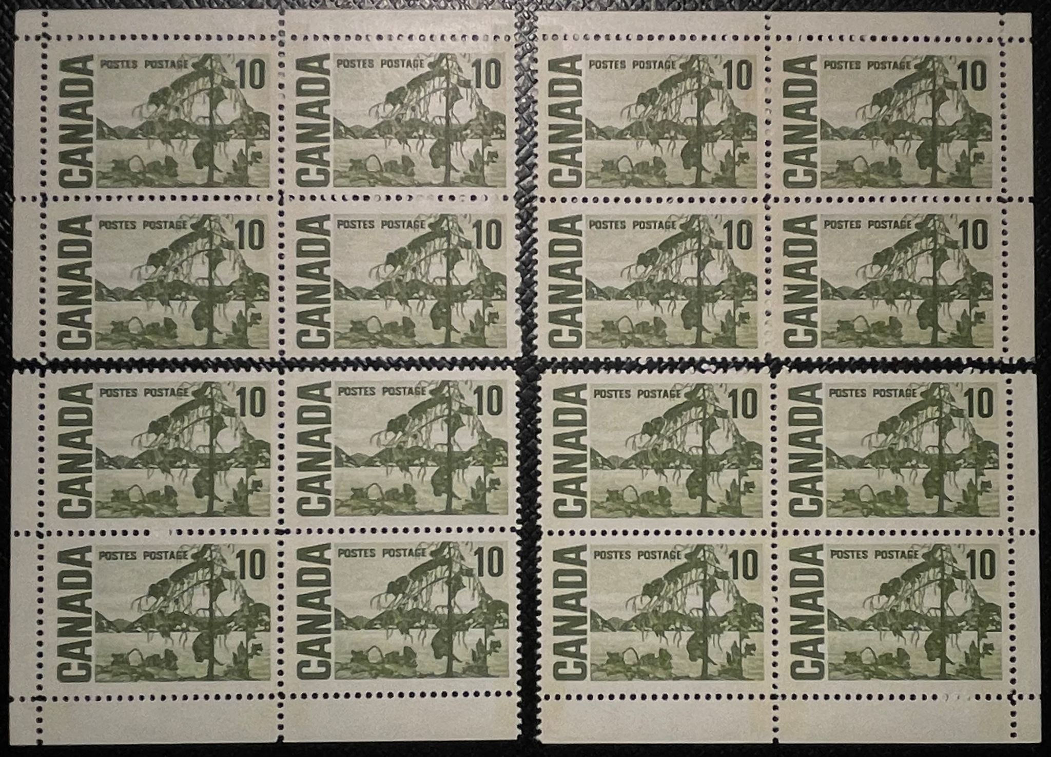 UCS#0462piv MNH matched set corner blocks W2B PVA 10c Centennial