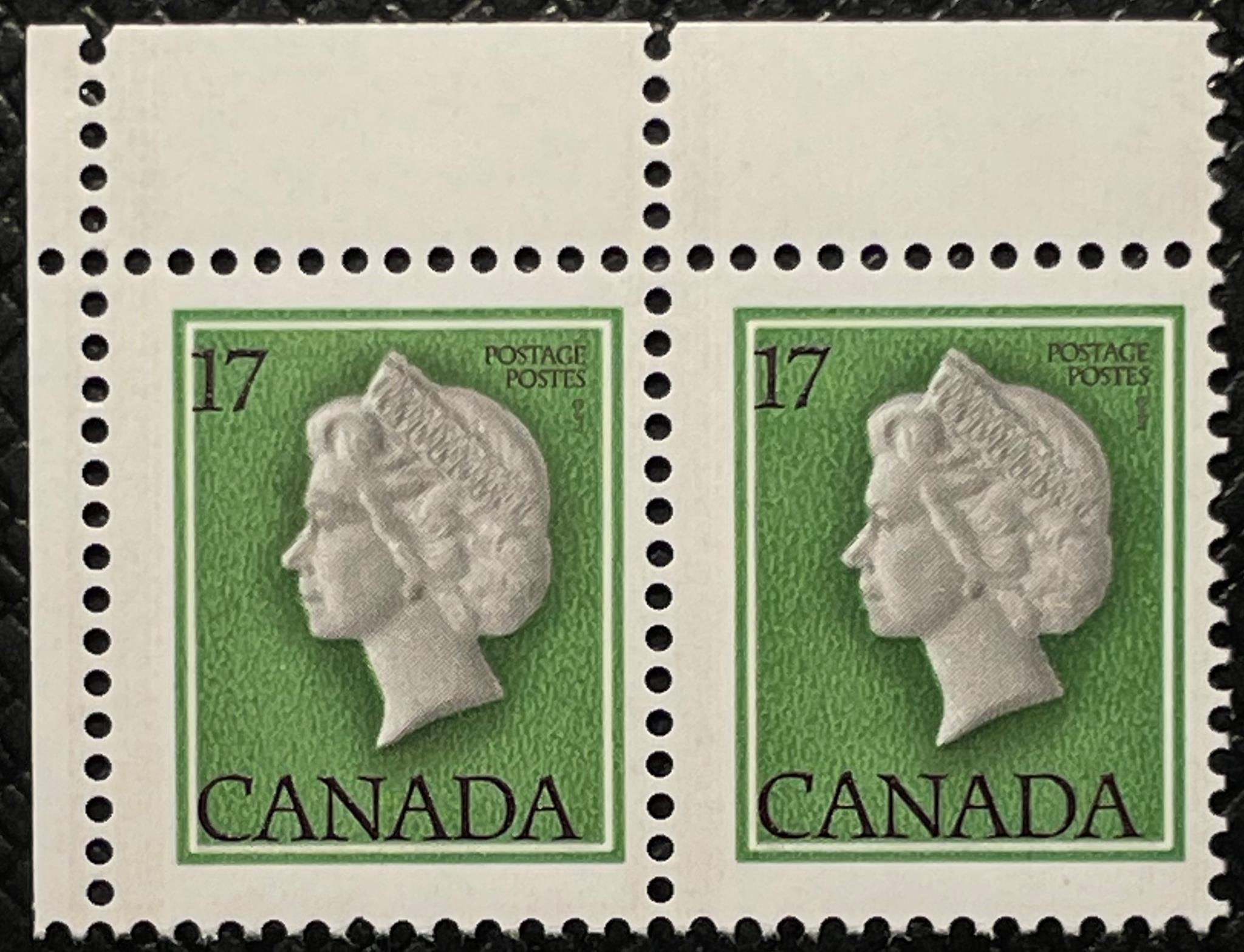 UCS#0789vi MNH corner pair "bushy eyebrow" 17c QEII