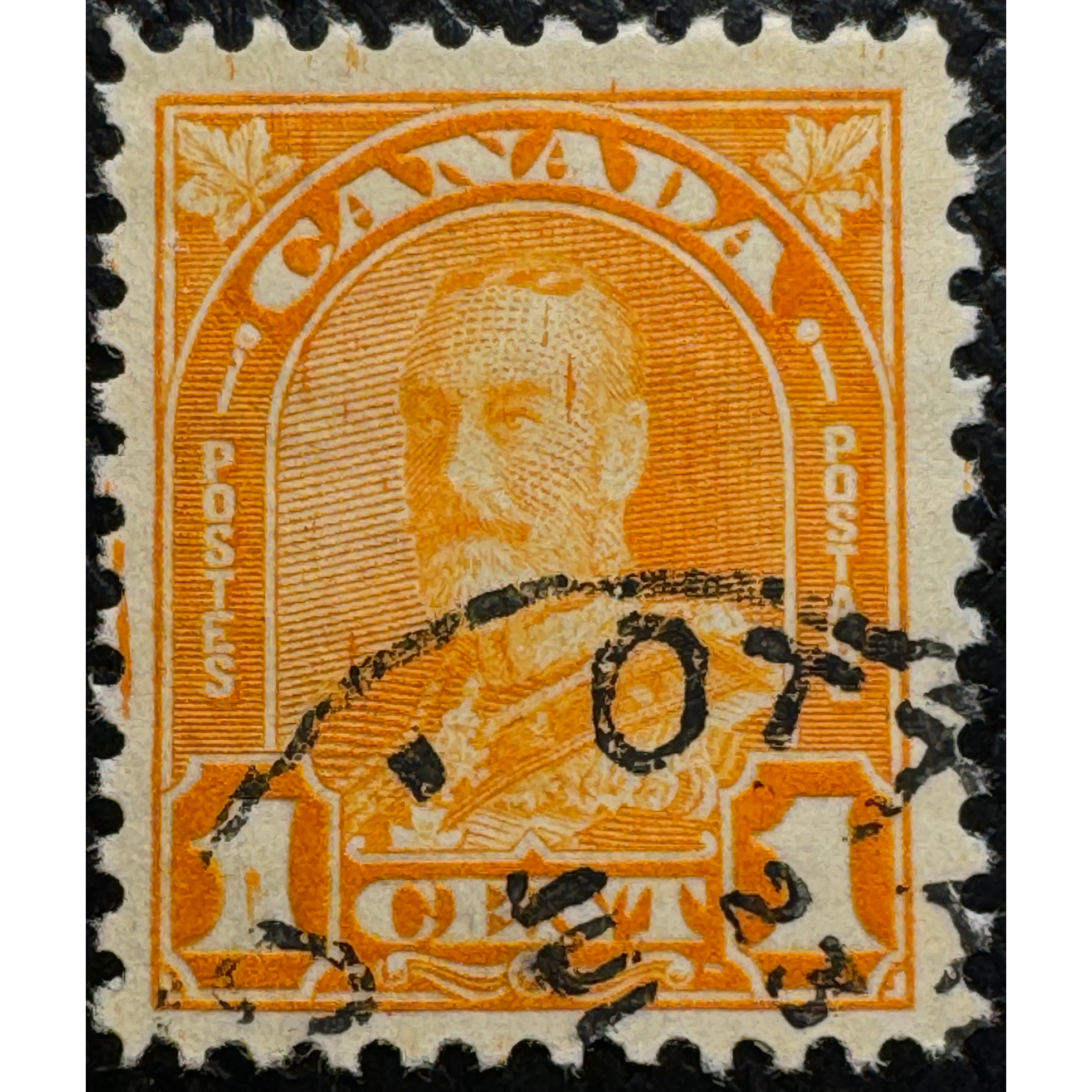 UCS#0162 "sweaty forehead" - used 1c orange KGV Arch issue