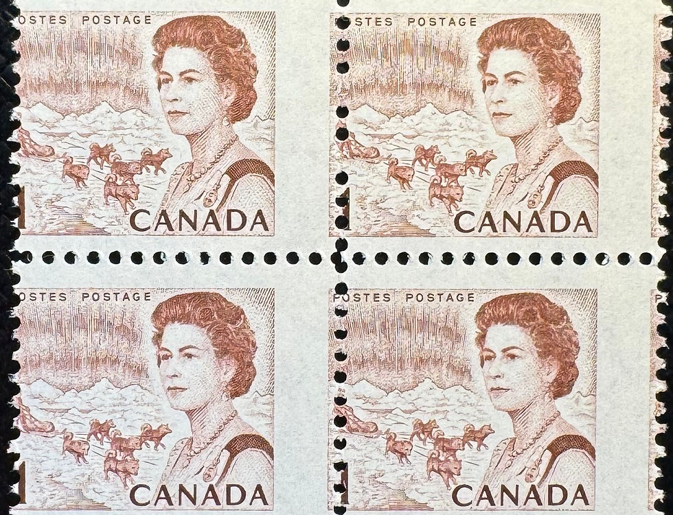 UCS#0454 MNH misperf block - 1c brown QEII Centennial