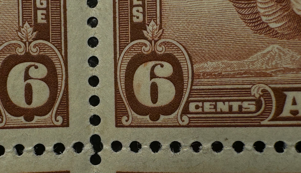 Thumbnail: UCS#C5 "line in 6" and ink smear - MNH block 6c Daedalus Air Mail