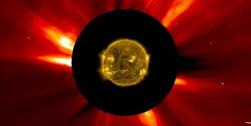 A blazing corona during a full eclipse