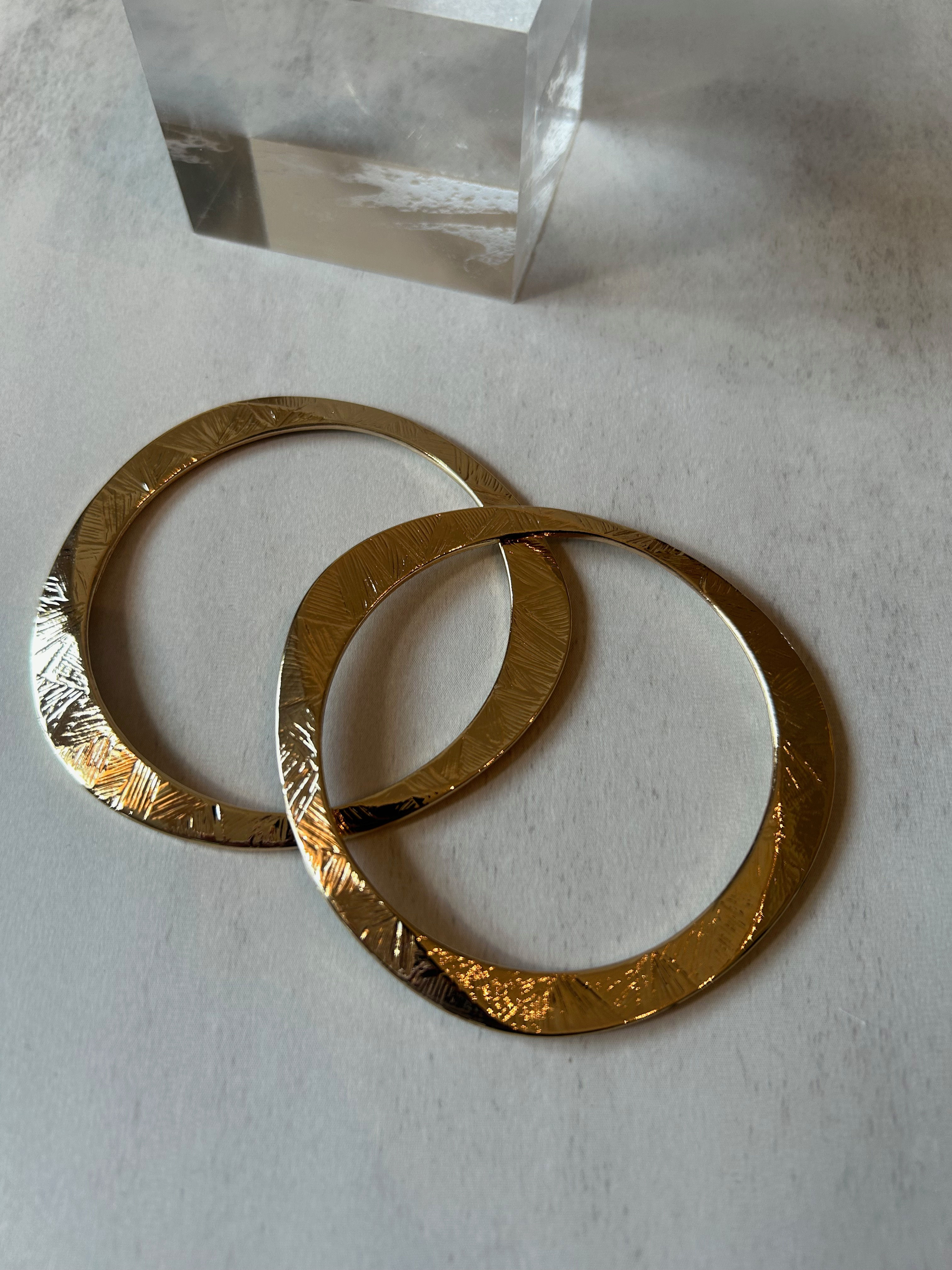 Flat Brushed Gold Hoop Bracelets
