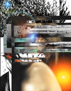 A surreal, analog collage of a white person’s face giving the illusion that there is a face within a