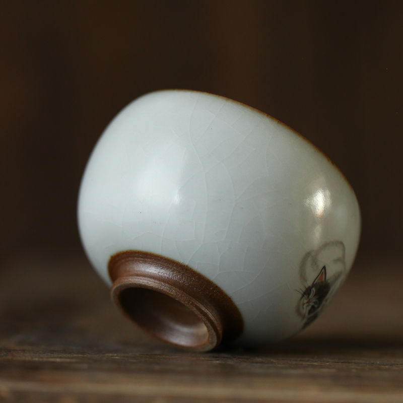 Thumbnail: Twin Cats Crackled Glaze Teacup