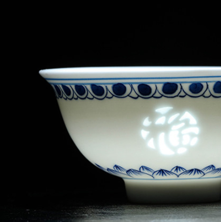 Thumbnail: Antique Blue Linglong Teacups