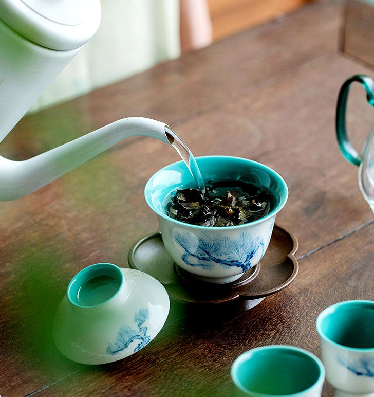 Thumbnail: Blue Winter Pine Qinghua Gaiwan (120ml)